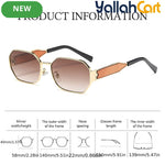 GEOMOY Women’s Hexagon Fashion Glasses – Golden Metal Frame with Gradient Brown Lenses