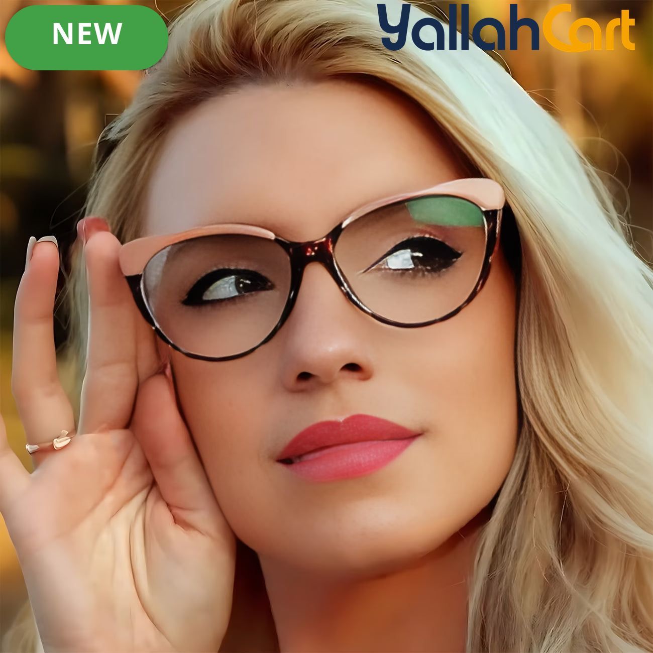 GEOMOY Women’s Cat-Eye Blue Light Blocking Glasses – Fashionable Apricot & Leopard Frame