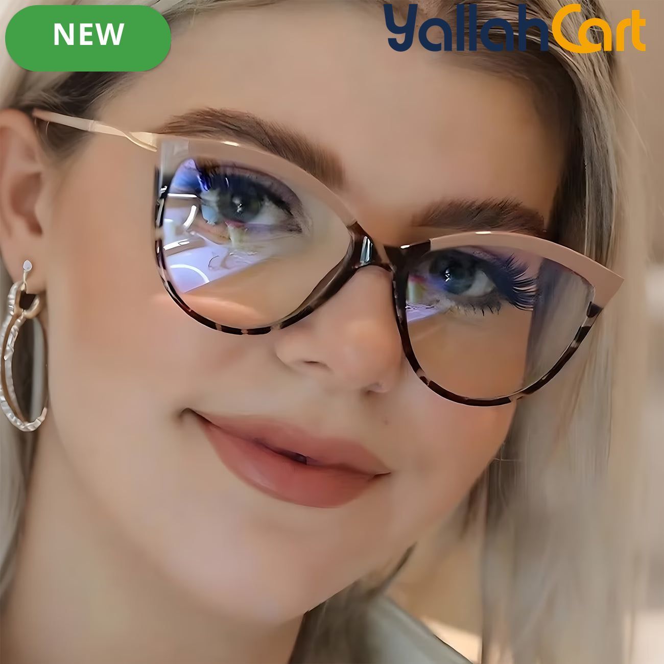 GEOMOY Women’s Cat-Eye Blue Light Blocking Glasses – Fashionable Apricot & Leopard Frame