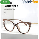 GEOMOY Women’s Cat-Eye Blue Light Blocking Glasses – Fashionable Apricot & Leopard Frame