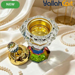 Luxury Crystal Incense Holder – Golden Inner Chamber Glass Bakhoor Burner & Aroma Decor