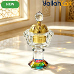 Luxury Crystal Incense Holder – Golden Inner Chamber Glass Bakhoor Burner & Aroma Decor
