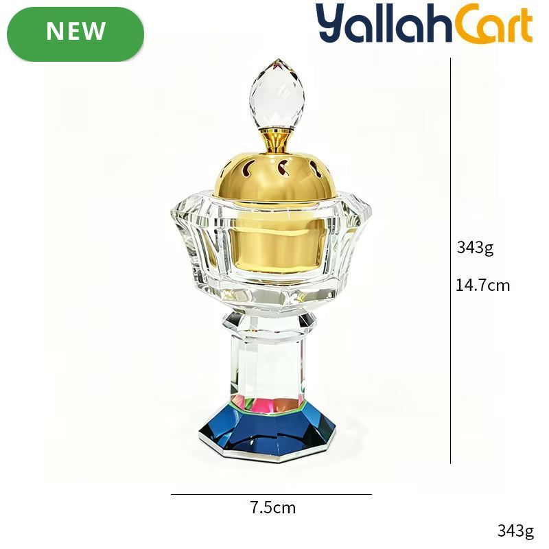 Luxury Crystal Incense Holder – Golden Inner Chamber Glass Bakhoor Burner & Aroma Decor