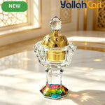 Luxury Crystal Incense Holder – Golden Inner Chamber Glass Bakhoor Burner & Aroma Decor