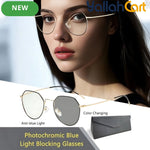 GEOMOY Round Blue Light Blocking Glasses – Color-Changing Anti-Glare Eyewear for Men & Women