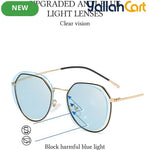 GEOMOY Round Blue Light Blocking Glasses – Color-Changing Anti-Glare Eyewear for Men & Women