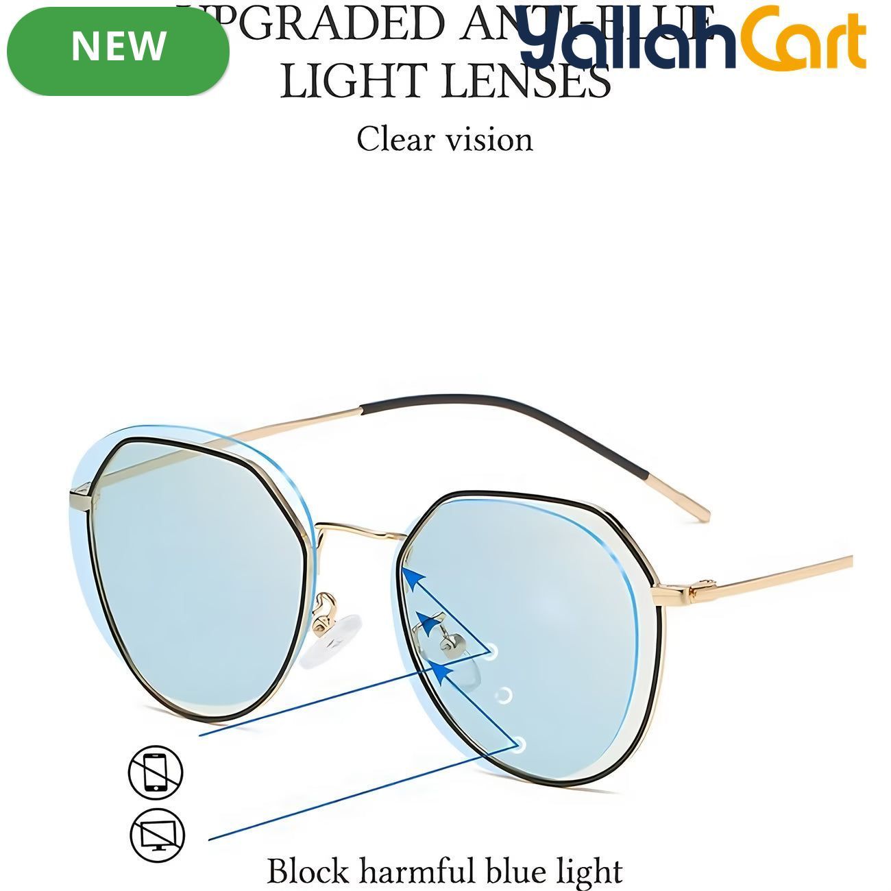 GEOMOY Round Blue Light Blocking Glasses – Color-Changing Anti-Glare Eyewear for Men & Women