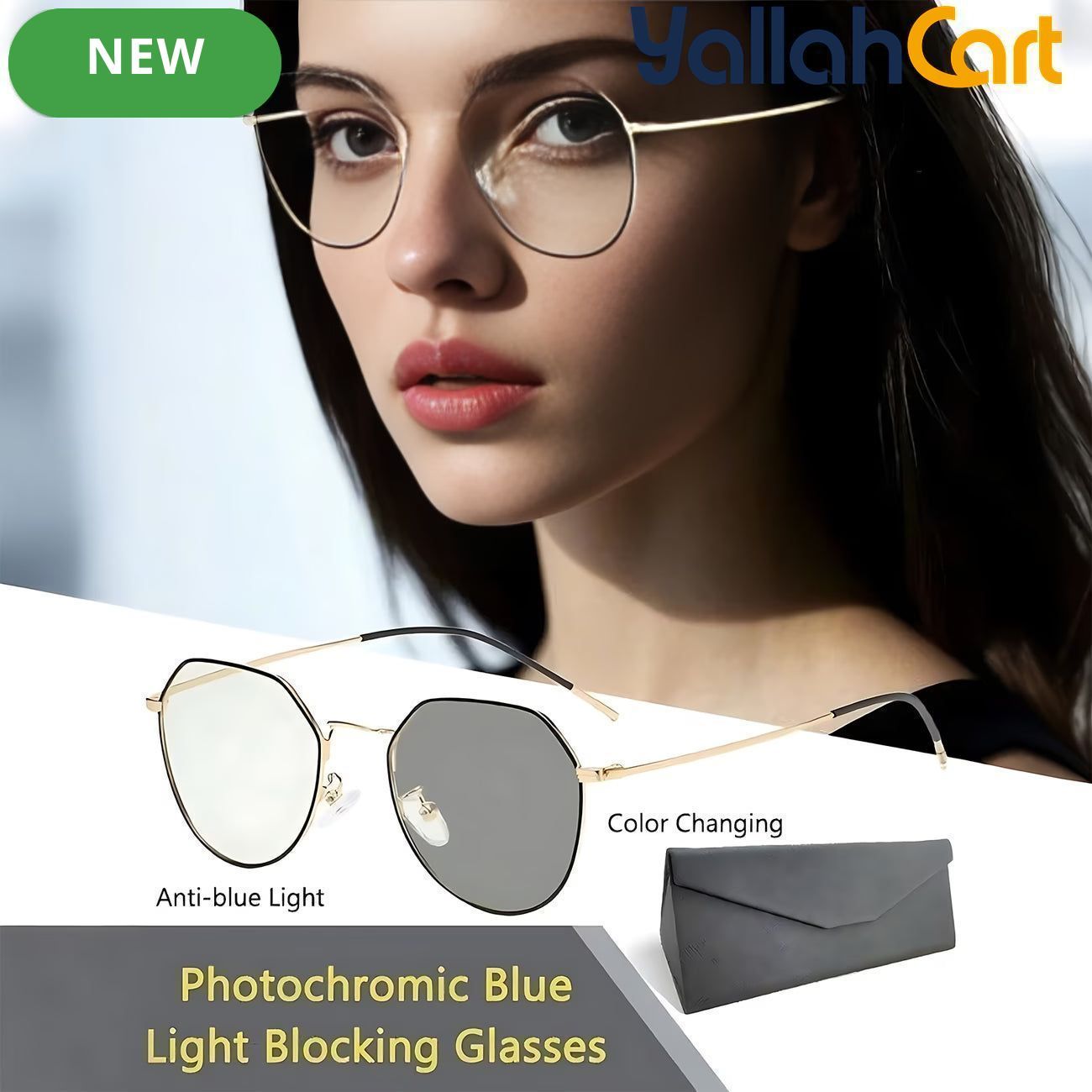 GEOMOY Round Blue Light Blocking Glasses – Color-Changing Anti-Glare Eyewear for Men & Women