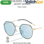 GEOMOY Round Blue Light Blocking Glasses – Color-Changing Anti-Glare Eyewear for Men & Women