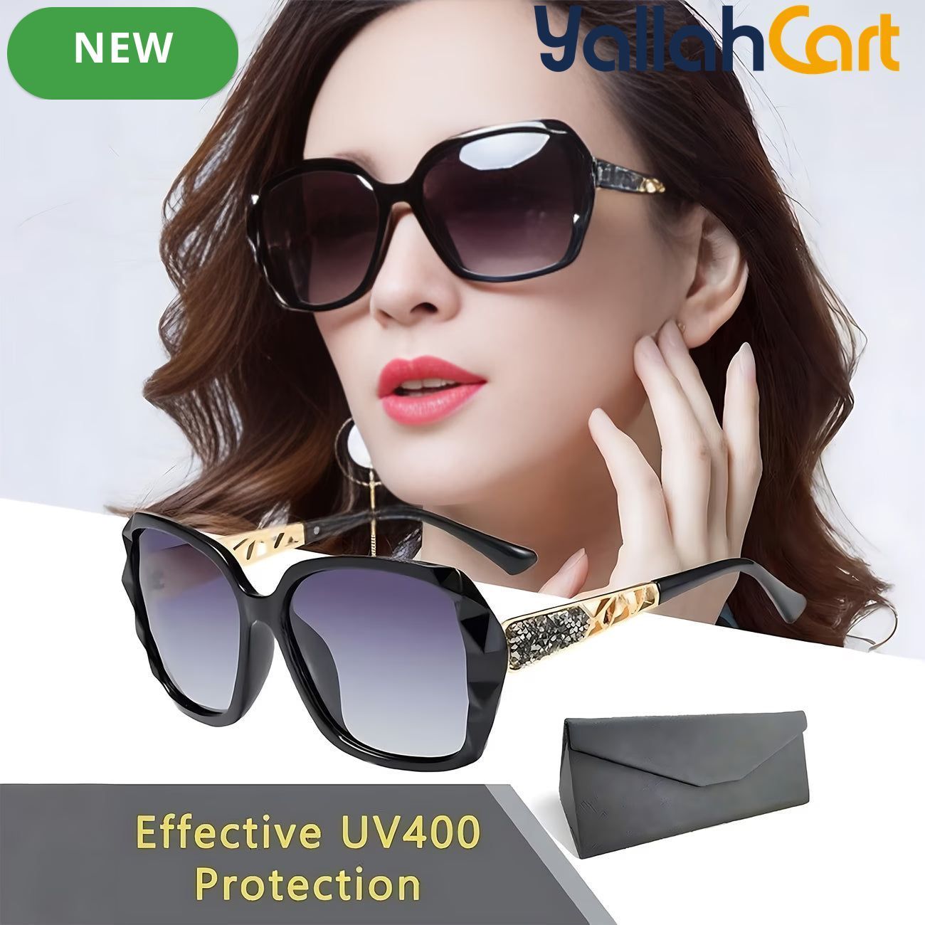 GEOMOY Women’s Black Oversized Polarized Sunglasses – Classic Square Frame for Driving & Outdoor Use