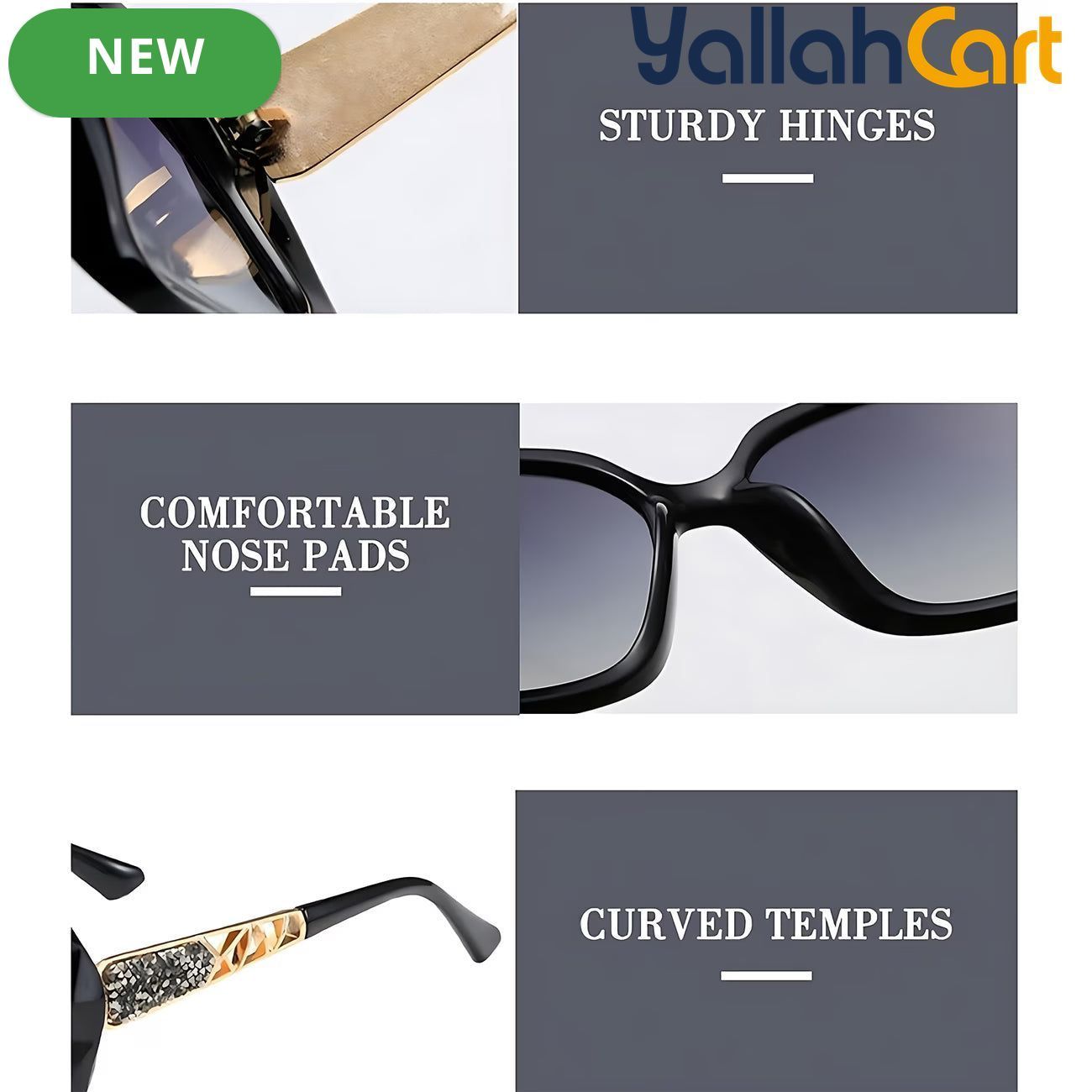 GEOMOY Women’s Black Oversized Polarized Sunglasses – Classic Square Frame for Driving & Outdoor Use