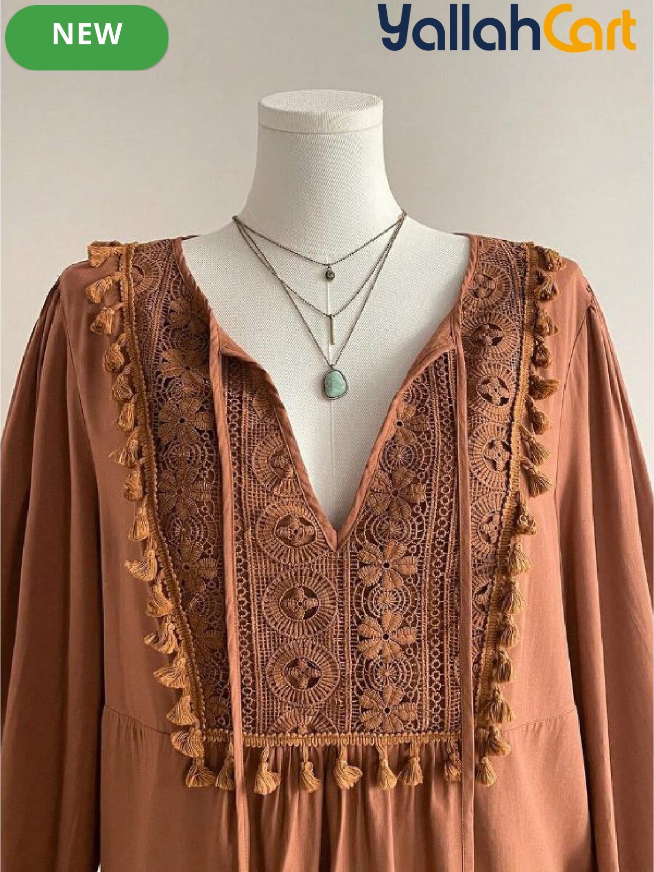 Plus Size Women’s Bohemian Lace Top with Patchwork & Tassel Details