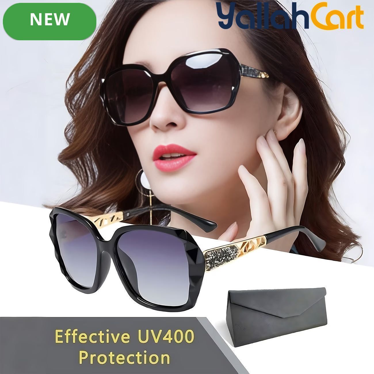 GEOMOY Women’s Black Oversized Polarized Sunglasses – Classic Square Frame for Driving & Outdoor Use