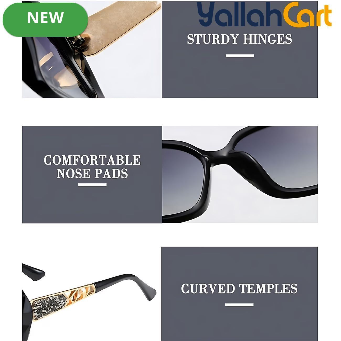 GEOMOY Women’s Black Oversized Polarized Sunglasses – Classic Square Frame for Driving & Outdoor Use