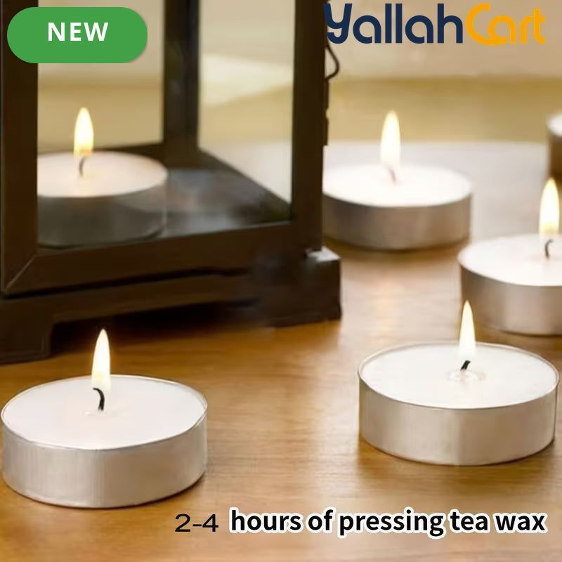 98-Piece Unscented White Tea Light Candles – Smokeless Palm Wax with 2–4 Hour Burn Time