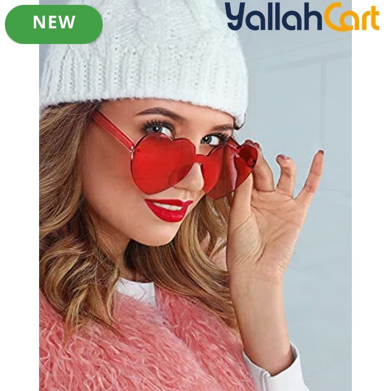 Heart-Shaped Rimless Tinted Glasses – Colorful Frameless Fashion Eyewear for Women & Men