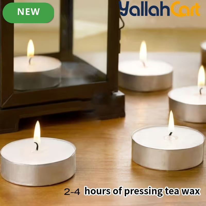 98-Piece Unscented White Tea Light Candles – Smokeless Palm Wax with 2–4 Hour Burn Time