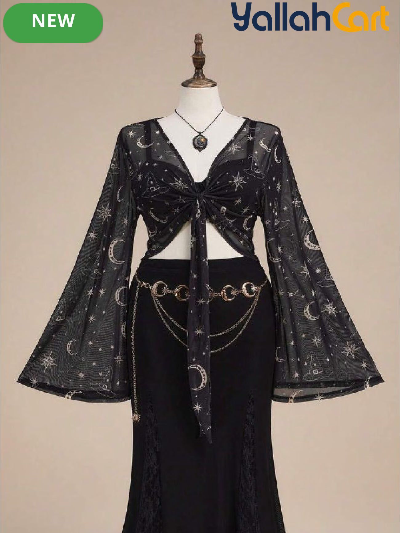 Plus Size Women’s Gothic Off-Shoulder Crop Top with Bell Sleeves & Lace Trim