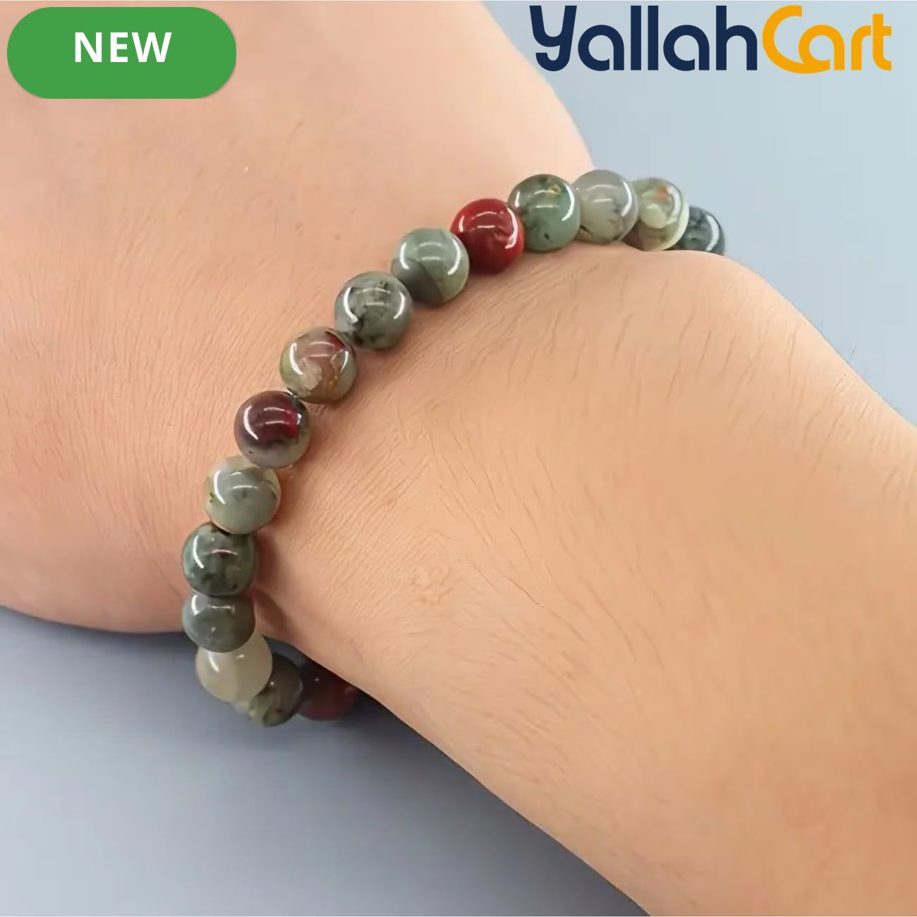 Natural African Bloodstone Beaded Bracelet – 17–18cm Stretch Gemstone Bracelet