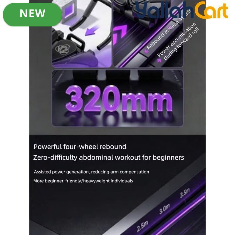 Automatic Abdominal Exerciser with Elbow Support & 6-Wheel Base