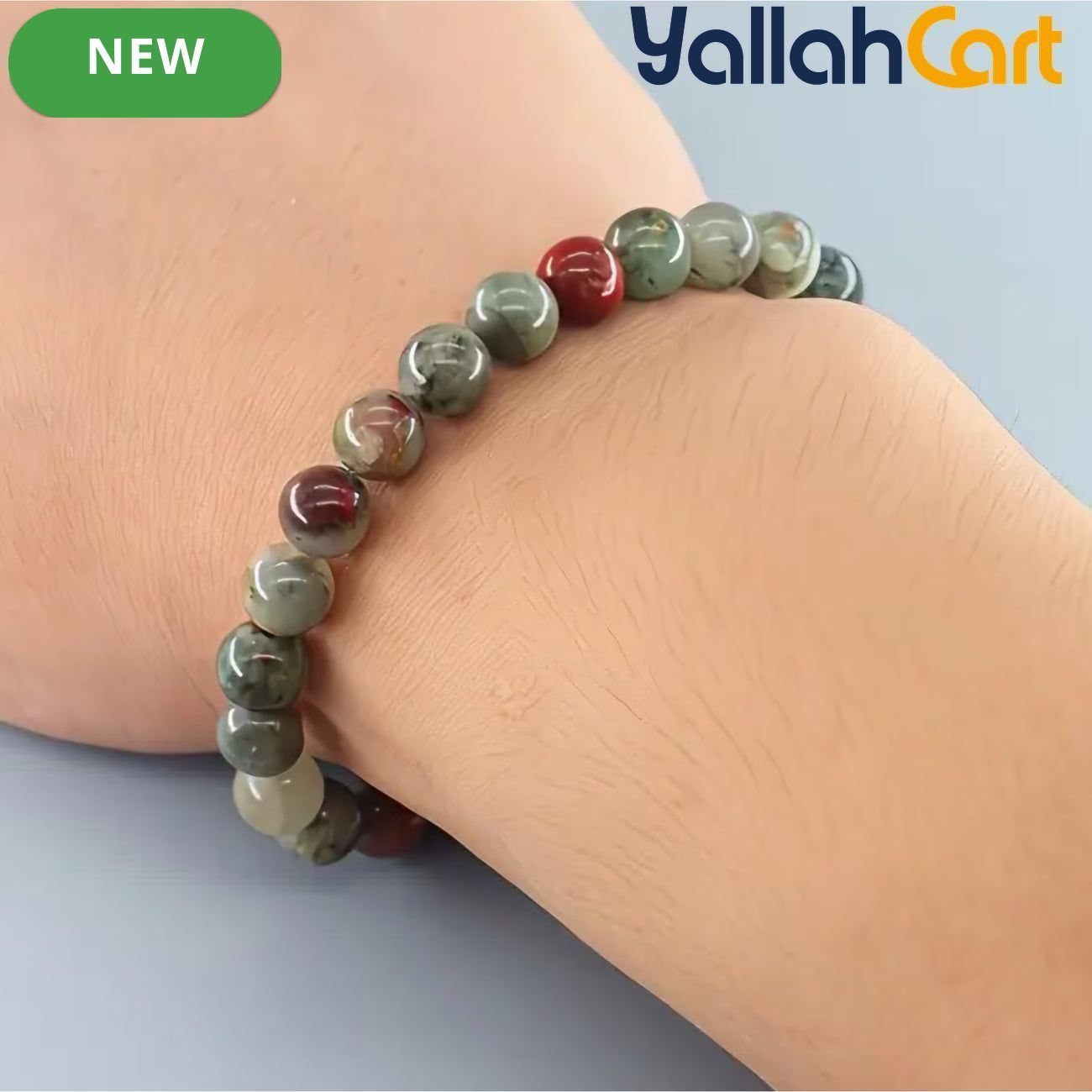 Natural African Bloodstone Beaded Bracelet – 17–18cm Stretch Gemstone Bracelet