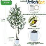155cm Artificial Olive Tree with White Planter – Realistic Faux Olive Tree with 2 Trunks