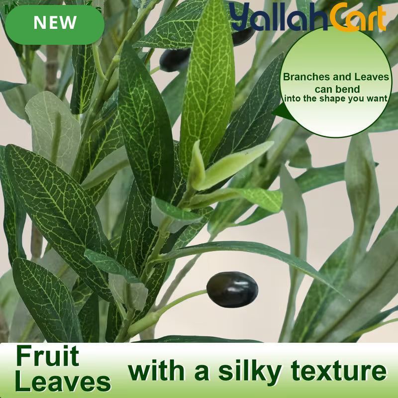 155cm Artificial Olive Tree with White Planter – Realistic Faux Olive Tree with 2 Trunks