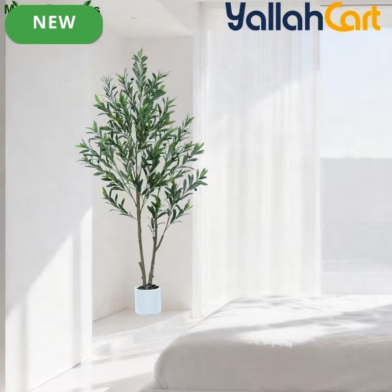 155cm Artificial Olive Tree with White Planter – Realistic Faux Olive Tree with 2 Trunks