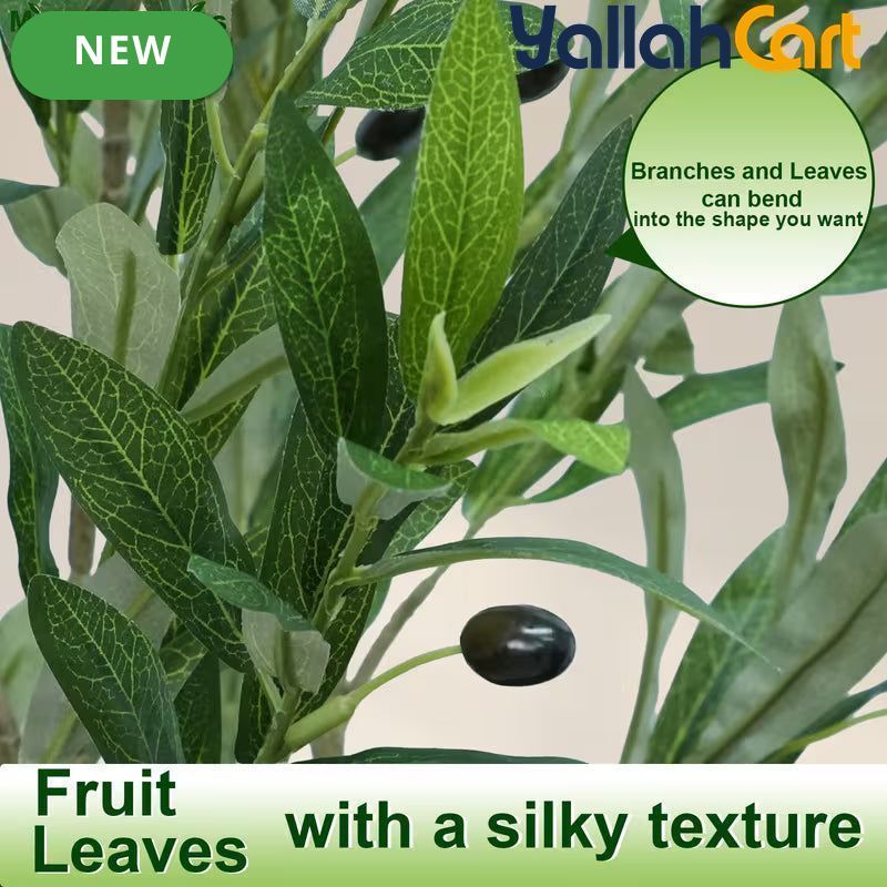 155cm Artificial Olive Tree with White Planter – Realistic Faux Olive Tree with 2 Trunks