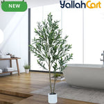 155cm Artificial Olive Tree with White Planter – Realistic Faux Olive Tree with 2 Trunks