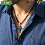 Natural Blue Sodalite Cross Pendant Necklace – Genuine Gemstone Religious Jewelry for Men & Women