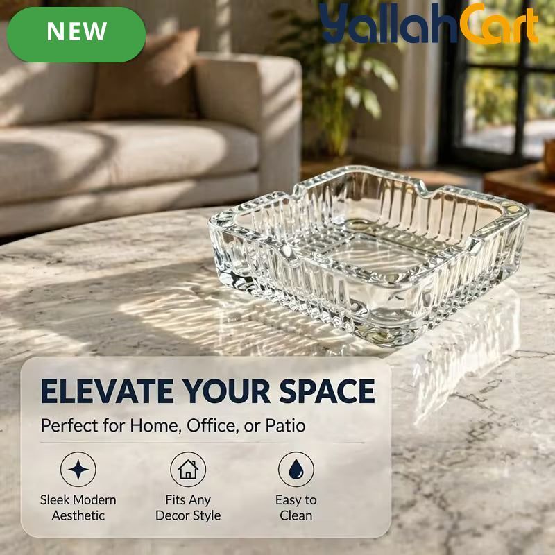 Square Cigarette Ashtray with Slots – Modern Decorative Desktop Ash Holder for Home & Office