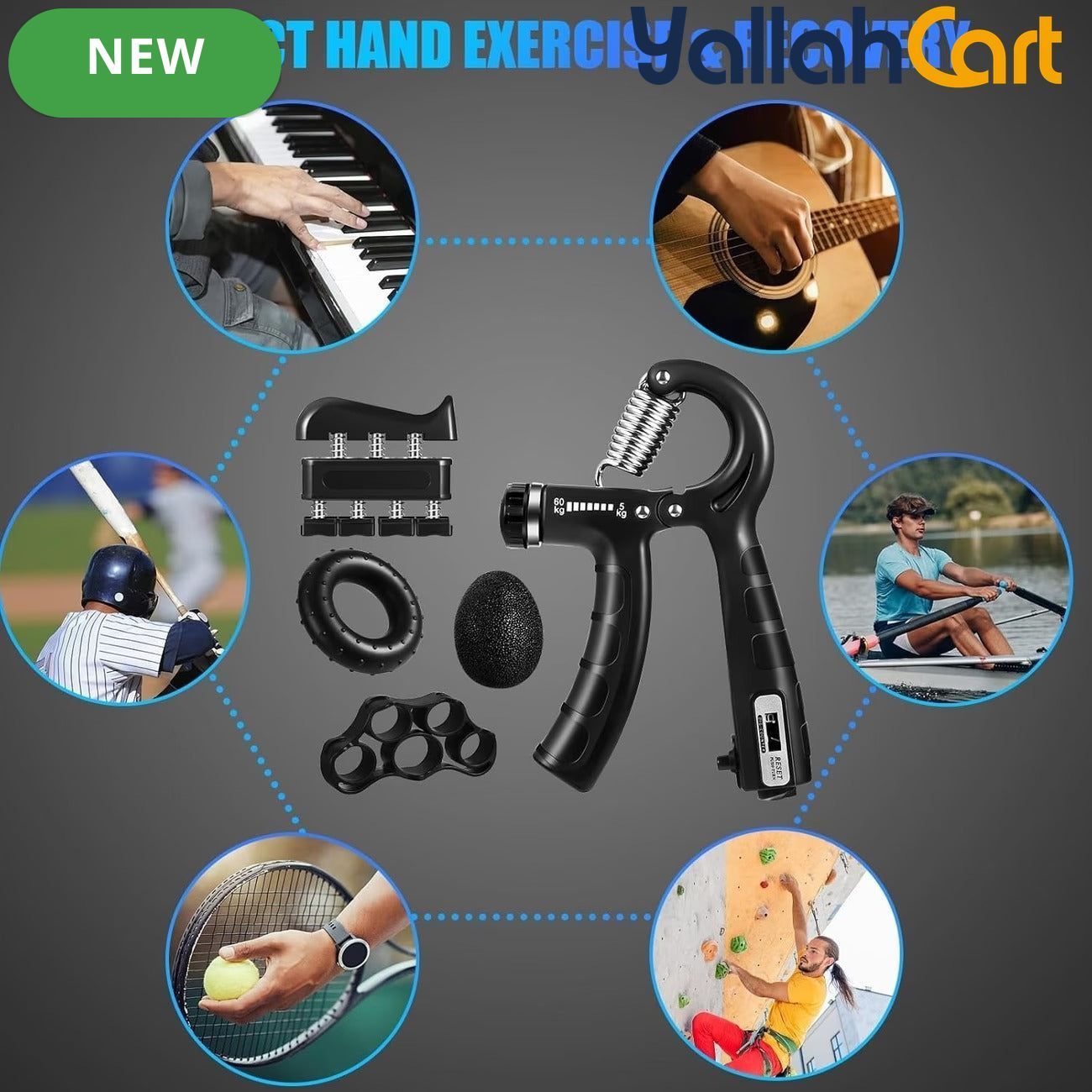 6-Piece Hand Grip Trainer Set - Black