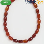 Unisex Red-Brown Beaded Necklace – Smooth Oval Stone-Style Beads, Minimalist Clavicle Chain