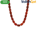 Unisex Red-Brown Beaded Necklace – Smooth Oval Stone-Style Beads, Minimalist Clavicle Chain