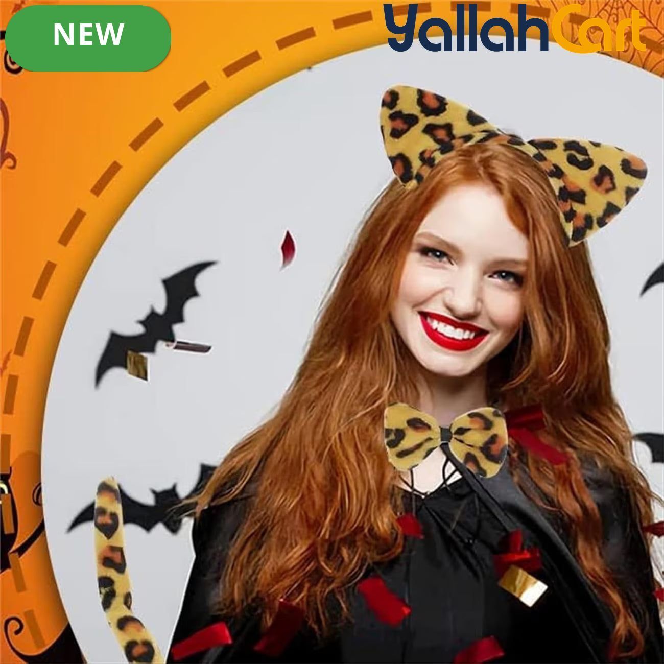 Cat Costume Accessories Set – Ears Headband, Bow Tie & Tail for Halloween & Cosplay