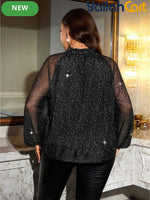 Women’s Plus Size Off-Shoulder Leopard Print Sheer Top