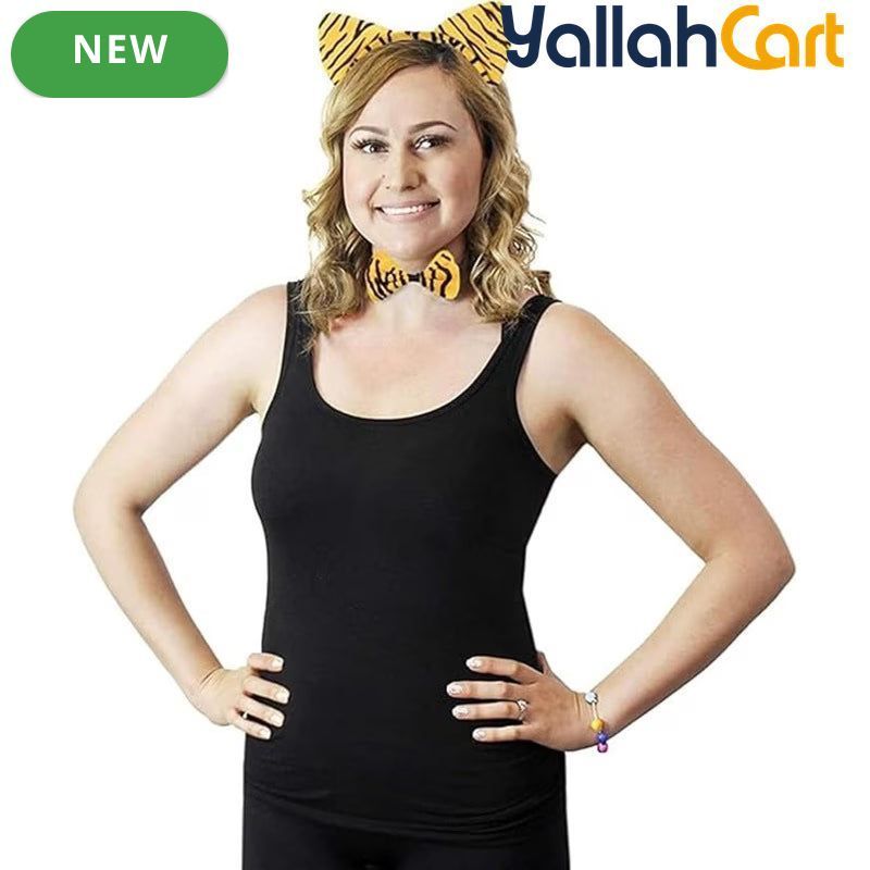 Tiger Costume Accessories Set – Ears Headband, Bow Tie & Tail for Halloween & Cosplay
