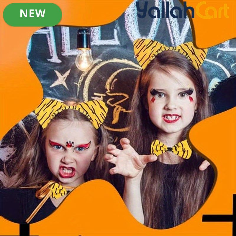 Tiger Costume Accessories Set – Ears Headband, Bow Tie & Tail for Halloween & Cosplay