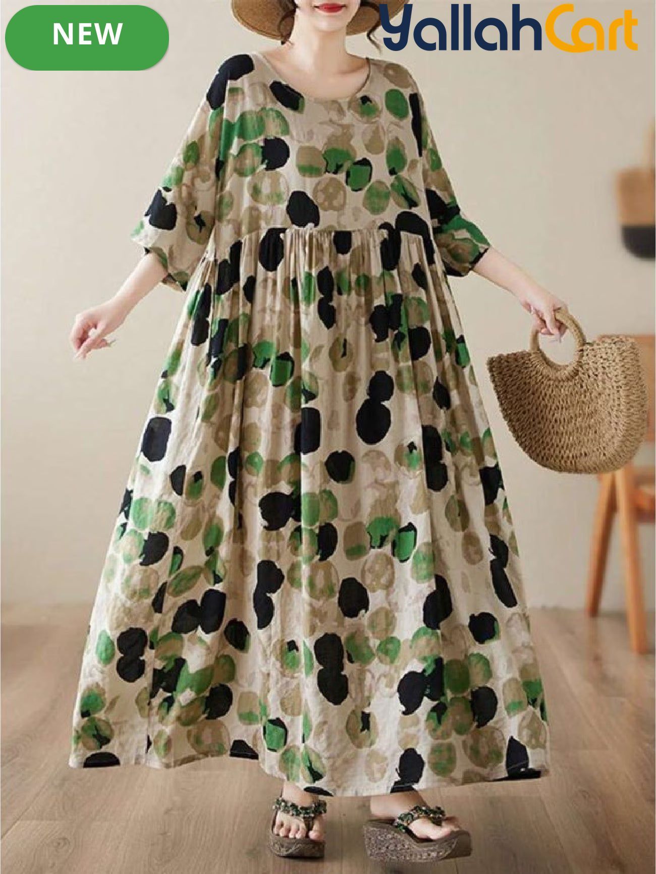 Plus Size Halloween Bat Sleeve Maxi Dress with Pockets