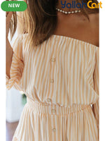 Women’s Nordic Striped One-Shoulder Waist-Detail Dress