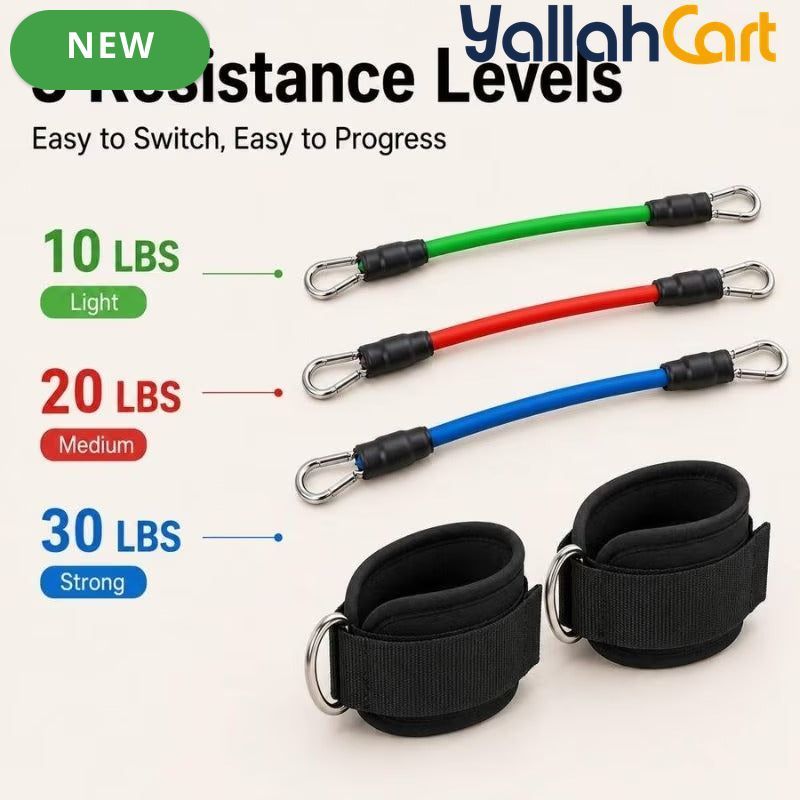 6-Piece Adjustable Ankle Resistance Band Set