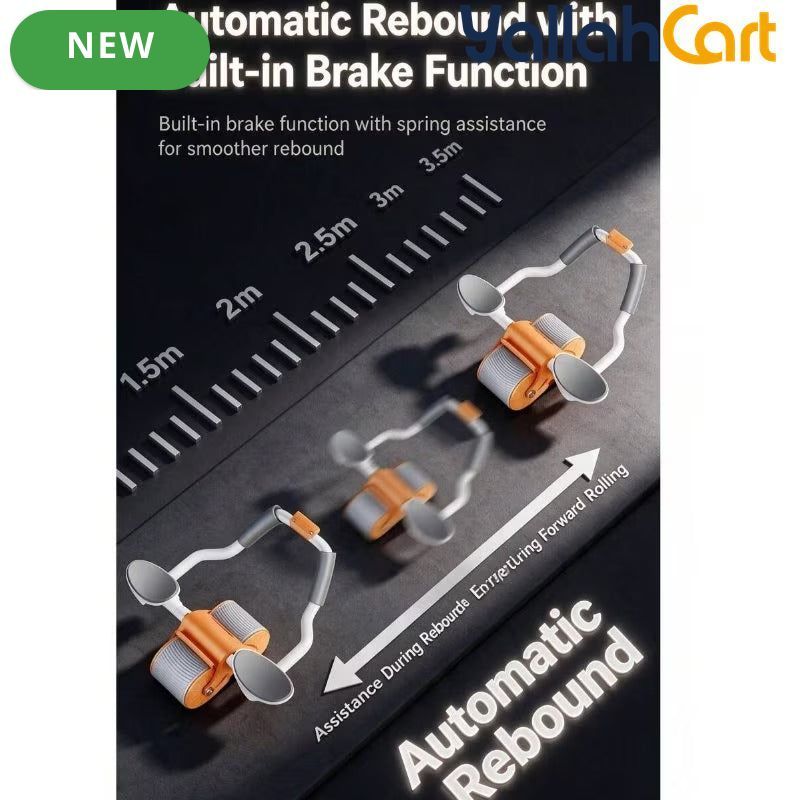 Auto-Rebound Ab Roller with Elbow Supports & Phone Holder