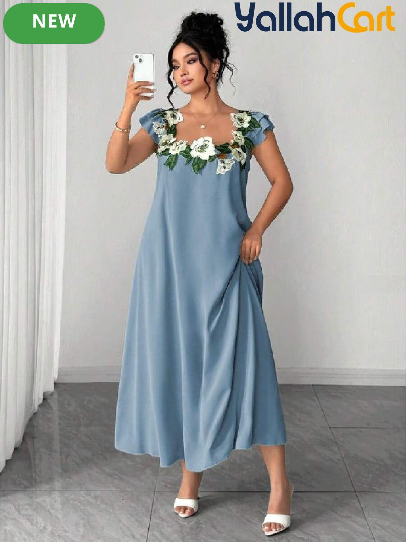 Elegant Plus Size Green Floral Lace Maxi Dress