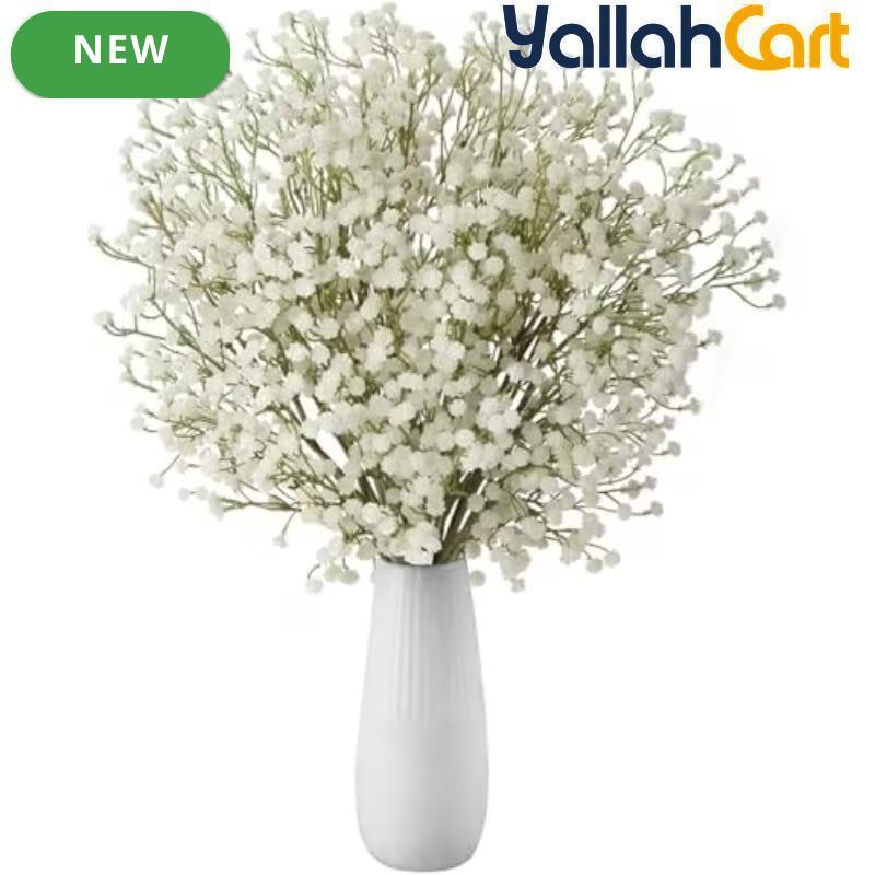 12-Piece Artificial Gypsophila Baby’s Breath Flowers – White Fake Flowers for Décor & Floral Arrangements