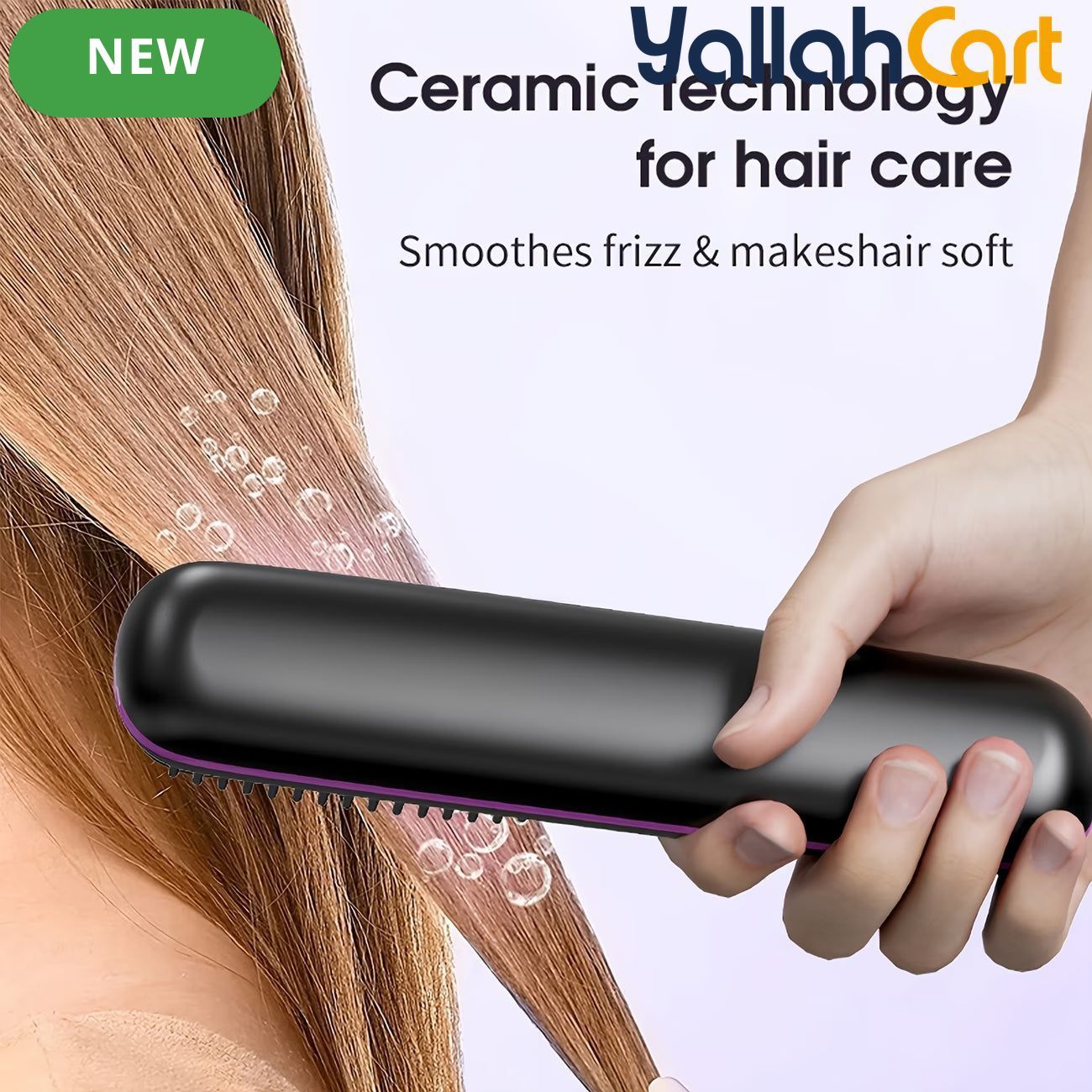 Cordless Hair Straightener Brush – Black, Small, USB Rechargeable