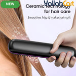 Cordless Hair Straightener Brush – Black, Small, USB Rechargeable