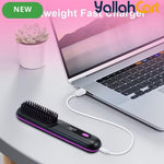 Cordless Hair Straightener Brush – Black, Small, USB Rechargeable
