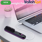Cordless Hair Straightener Brush – Black, Small, USB Rechargeable
