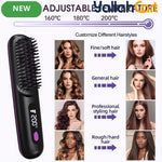 Cordless Hair Straightener Brush – Black, Small, USB Rechargeable